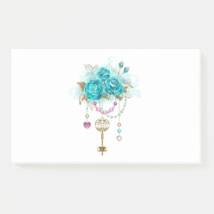 Notas Post-it® Rosas turquesas con llaves