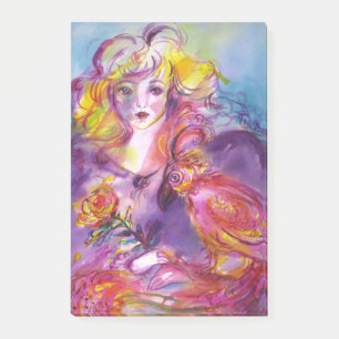 Notas Post-it® ROSINA/Joven Chica con Rosa y loro