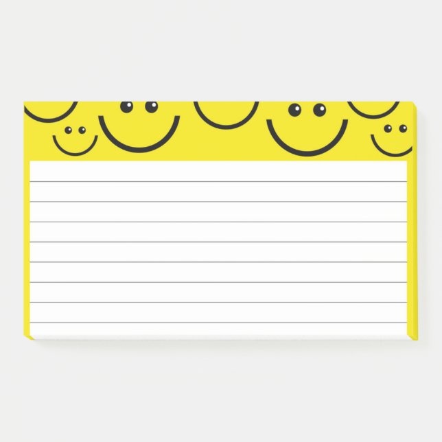 Notas Post-it® Rostros sonrientes en amarillo sol (Anverso)
