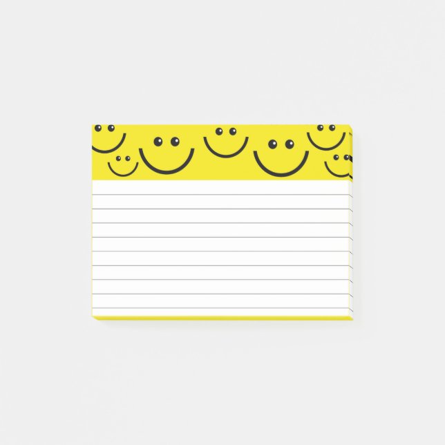 Notas Post-it® Rostros sonrientes en amarillo sol (Anverso)
