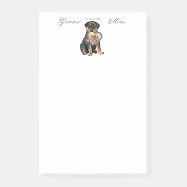 Notas Post-it® Rottweiler Heart Mom (Anverso)