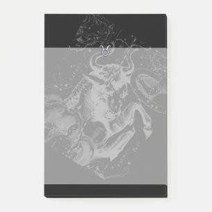 Notas Post-it® Rótulo cromado como Taurus Zodiac en Hevelius Blac