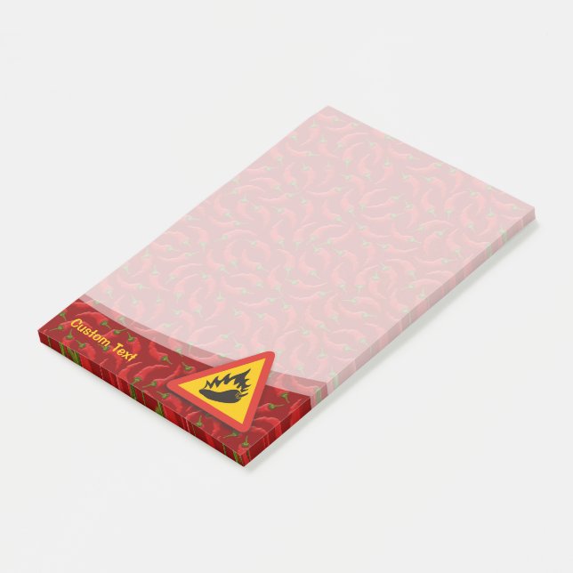 Notas Post-it® Rótulo de peligro de pimienta caliente (En perspectiva)