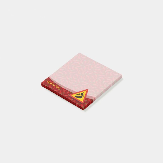 Notas Post-it® Rótulo de peligro de pimienta caliente (En perspectiva)