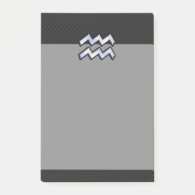 Notas Post-it® Rótulo moderno cromado como Aquarius Zodiac sobre  (Anverso)