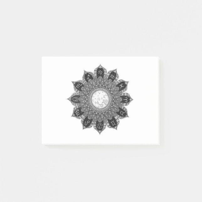 Notas Post-it® Rótulos de astrología Mandala (Anverso)