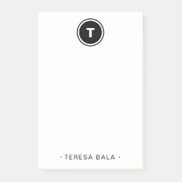 Notas Post-it® Round Black White Minimal Modern Monogram