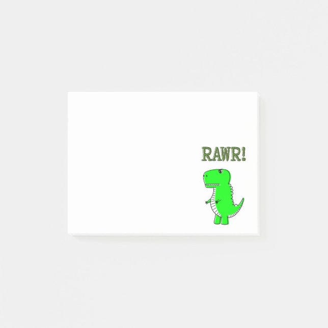 Notas Post-it® RRAWR T-Rex lindo y enojado (Anverso)