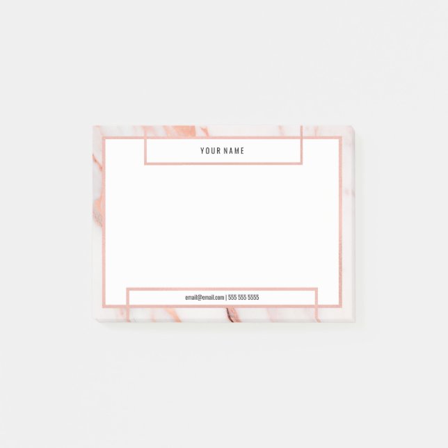 Notas Post-it® Rubor de lujo minimo de piedra de mármol blanco ro (Anverso)