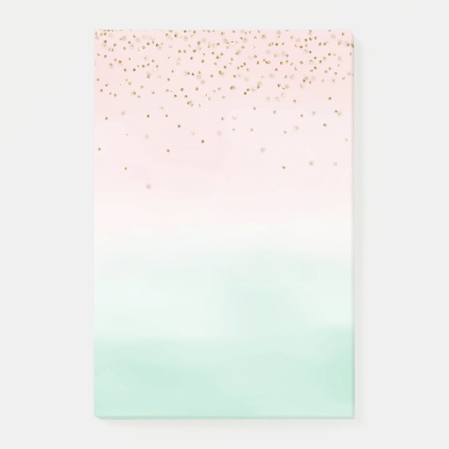 Notas Post-it® Rubor Pink Mint Gold Confetti Ombre (Anverso)