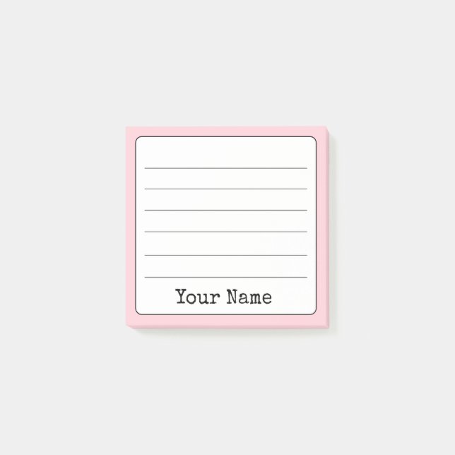 Notas Post-it® Rubor Pink Retro Añade tu nombre en línea (Anverso)