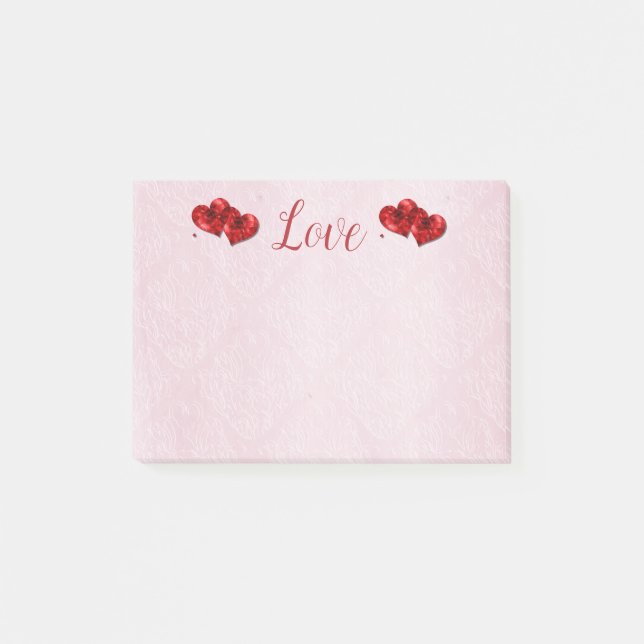 Notas Post-it® Ruby Hearts Love Post-It Notes (Anverso)