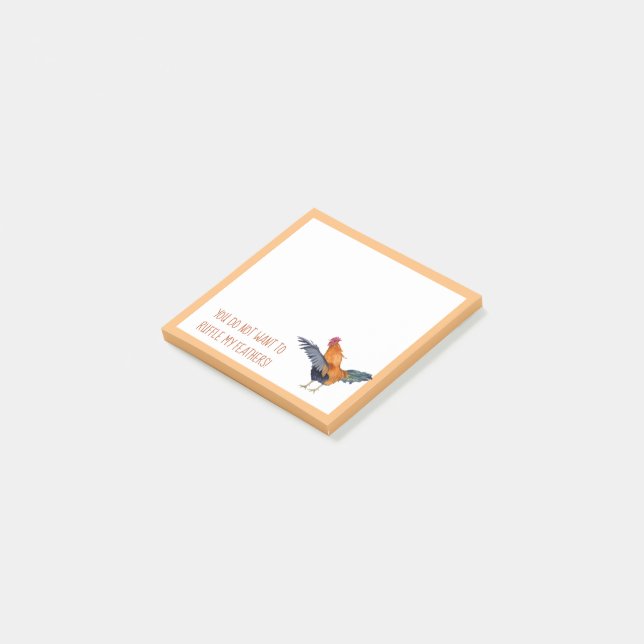 Notas Post-it® "Ruffle My Feathers" colorido gallo acuardonado (En perspectiva)