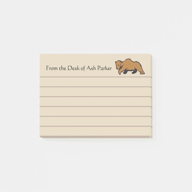 Notas Post-it® Rustic Woodland Grizzly Bear (Anverso)