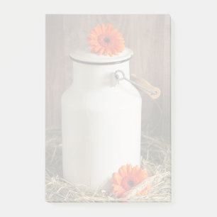 Notas Post-it® Rústica jarra blanca de leche con foto de flores N