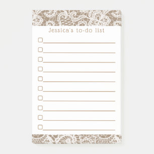 Notas Post-it® Rústico Burlap & Vintage White Lace