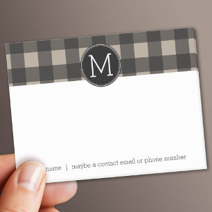Notas Post-it® Rústico Linen Negro Búfalo Plaid gingham Monograma