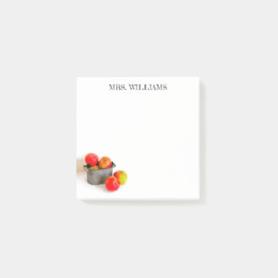Notas Post-it® Rústico Red Apple Bucket Teacher Nombre 3 x 3