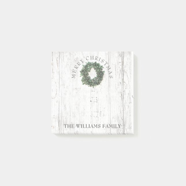 Notas Post-it® Rústico Weatherl Wreath Monograma 3 x 3 (Anverso)