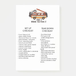 Notas Post-it® RV Trailer Editable Set and Tear Down Checklist