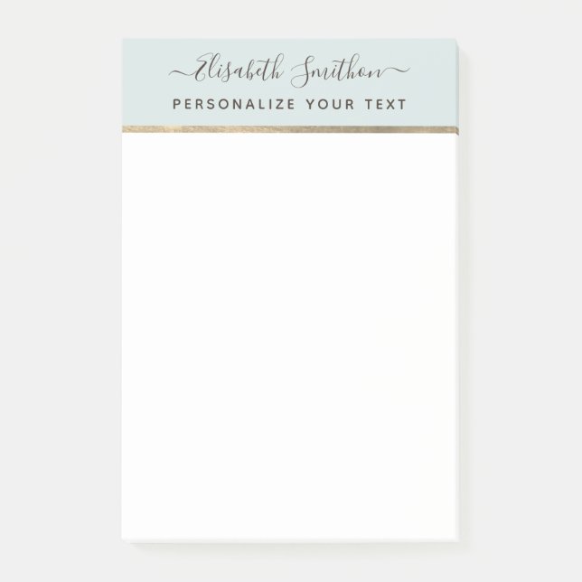 Notas Post-it® Sage Green Gold Minimal Stationery personal (Anverso)
