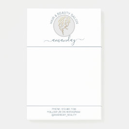 Notas Post-it® Salón De Belleza Logotipo Dorado Peluquería Elegan