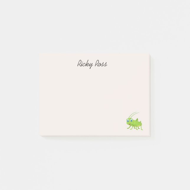 Notas Post-it® Saltamontes verde lindo morado (Anverso)