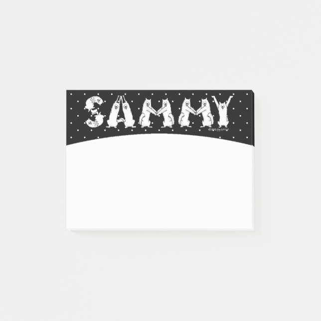 Notas Post-it® Sammy en letras de perro samoyadas (Anverso)