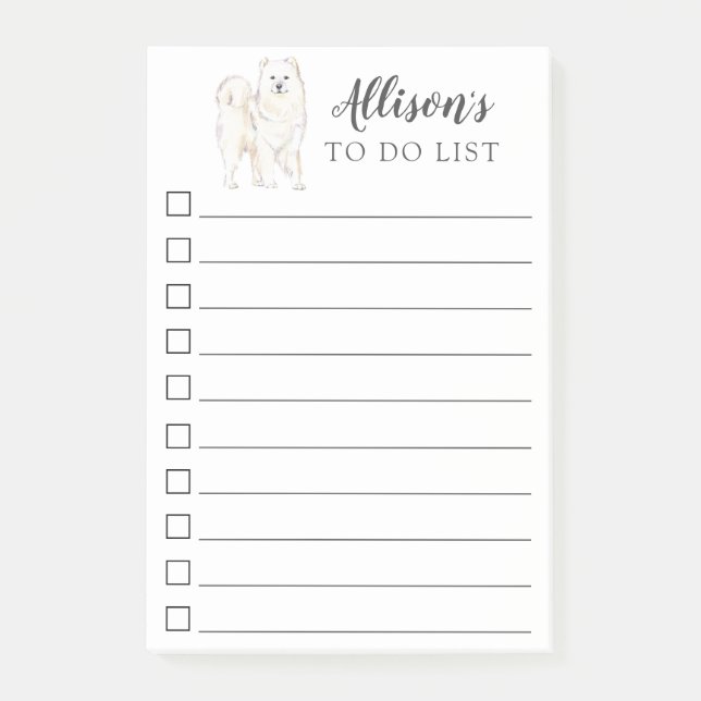 Notas Post-it® Samoyed Dog Personalized To Do List Post-it Notes (Anverso)
