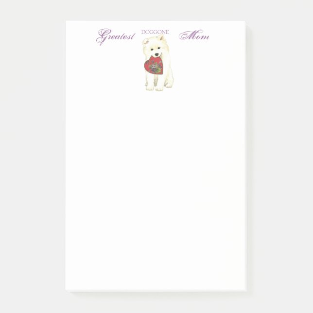 Notas Post-it® Samoyed Heart Mom (Anverso)