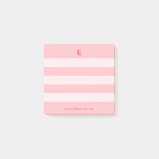Notas Post-it® sandía Monograma moderno Nombre Groovy Striped