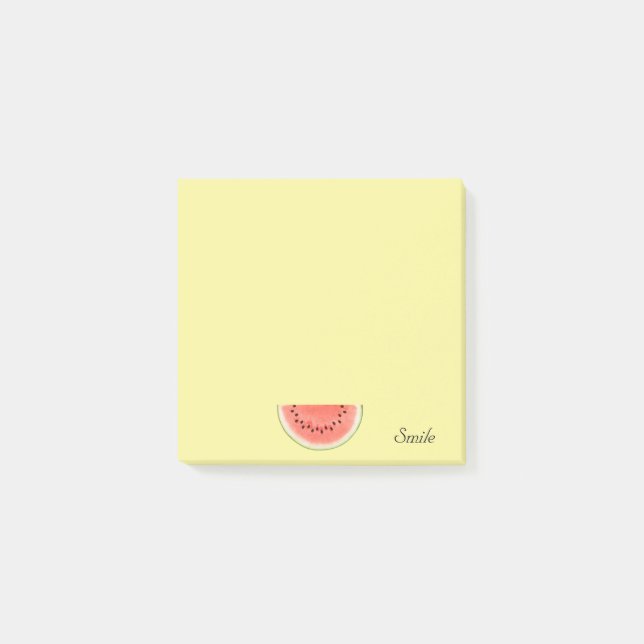 Notas Post-it® Sandía personalizada sobre fondo amarillo (Anverso)