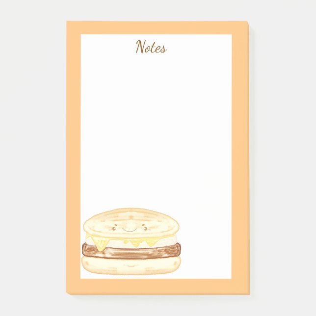 Notas Post-it® Sandwich De Salchicha, Huevo Y Queso (Anverso)