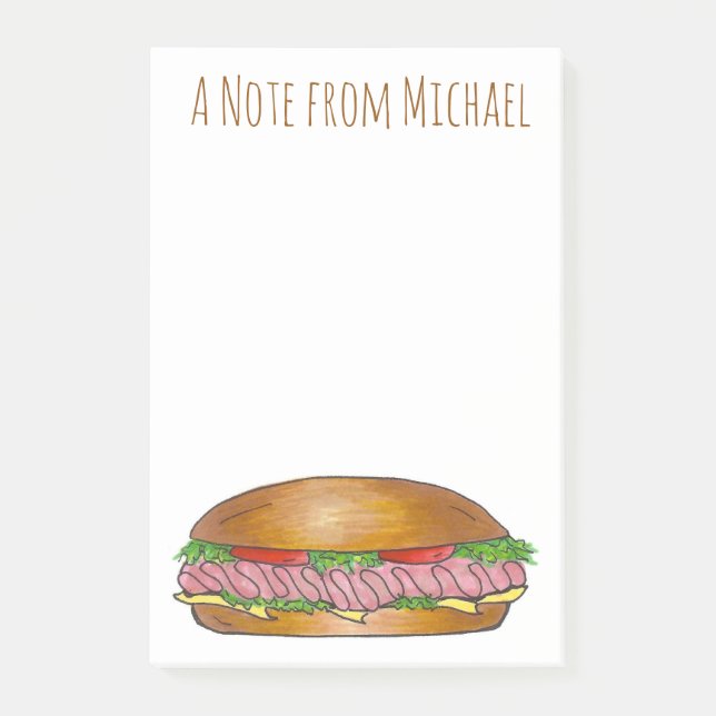 Notas Post-it® Sandwich Hoagie, submarino personalizado (Anverso)
