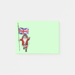 Notas Post-it® Santa Claus Con Bandera De La Unión Del Reino Unid
