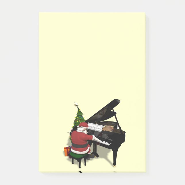 Notas Post-it® Santa Claus jugando al piano (Anverso)