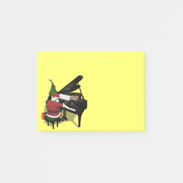 Notas Post-it® Santa Claus jugando al piano (Anverso)