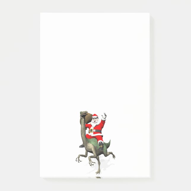 Notas Post-it® Santa Claus Montando En Gallimimus (Anverso)