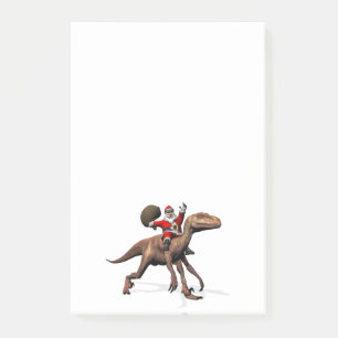 Notas Post-it® Santa Claus Viajando En Deinonychus