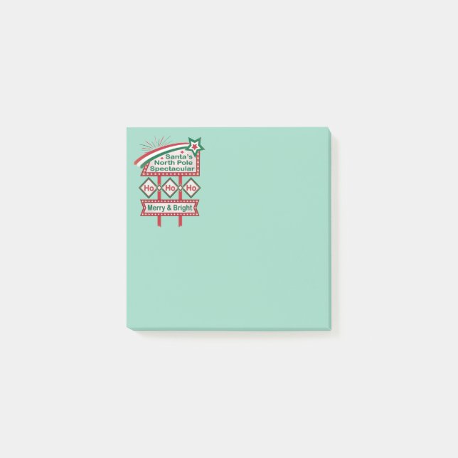 Notas Post-it® Santa Marquee Retro - Ho Ho Merry & Bright (Anverso)