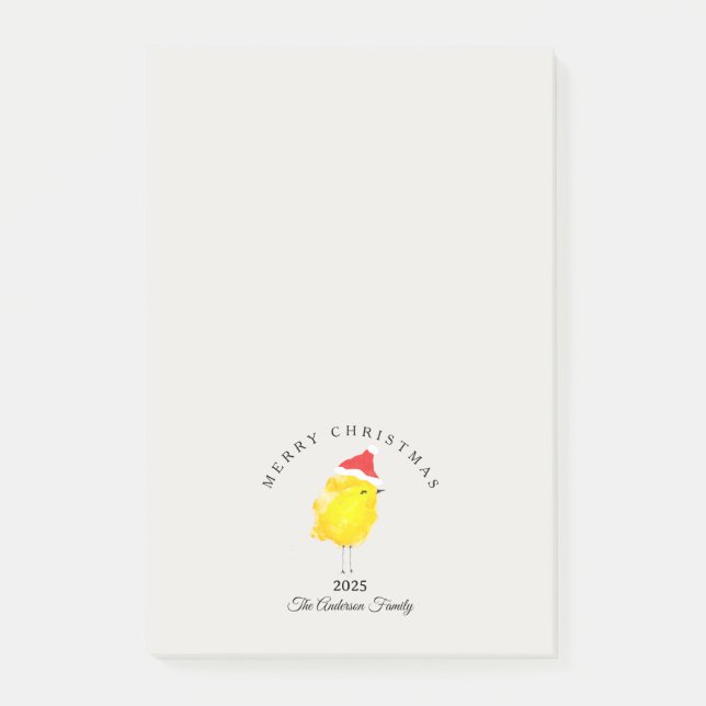 Notas Post-it® Santa pollito de Navidad amarillo personalizado (Anverso)