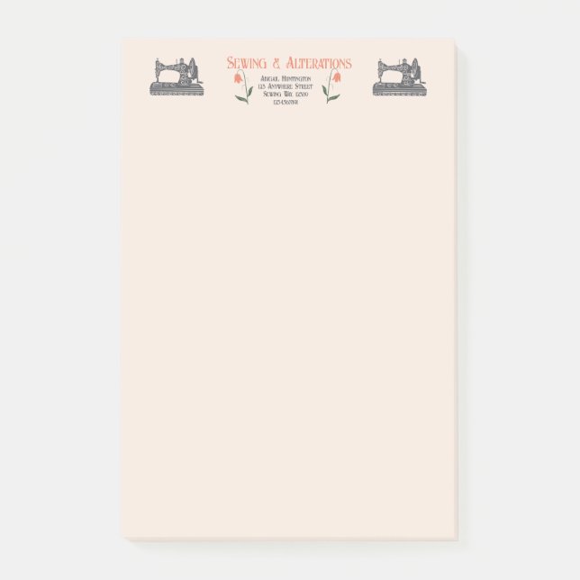 Notas Post-it® sastre de máquina de coser de época (Anverso)