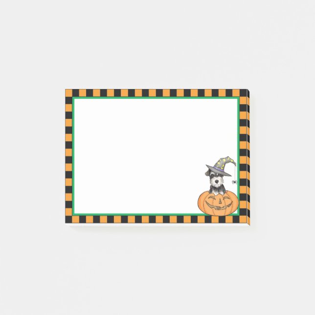 Notas Post-it® Schnauzer en miniatura de Halloween (Anverso)