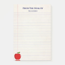 Notas Post-it® School Teacher Name Apple Lined Post-it Notes
