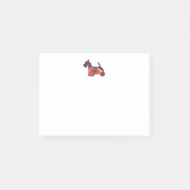 Notas Post-it® Scottie Perro Raza Geo Silhouette Multi (Anverso)