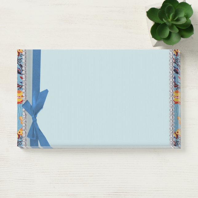Notas Post-it® Scrapbook floral blue with ribbon Notes (Oficina)