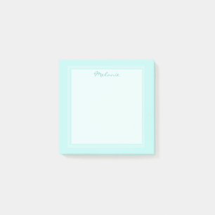 Notas Post-it® Script de borde blanco turquesa moderno