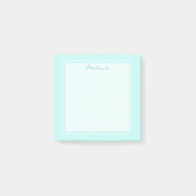 Notas Post-it® Script de borde blanco turquesa moderno (Anverso)