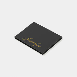 Notas Post-it® Script de caligrafía de oro negro personalizado 
