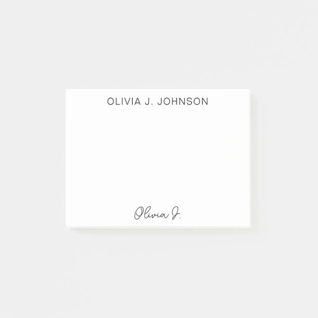 Notas Post-it® Script de firma monográfico Minimalista (Anverso)